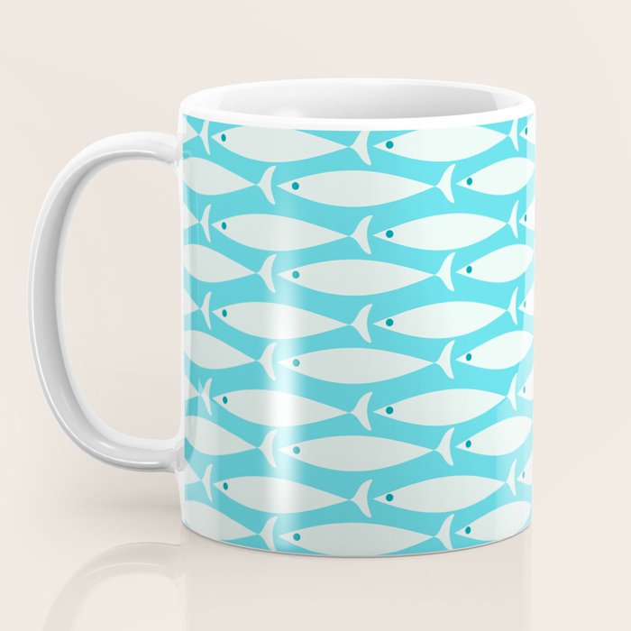 Coastal Fish Pattern in Aqua Coffee Mug Gallery Image 3