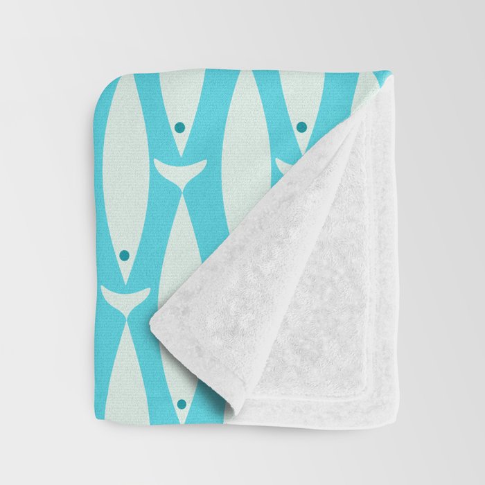 Coastal Fish Pattern in Aqua Throw Blanket Gallery Image 3