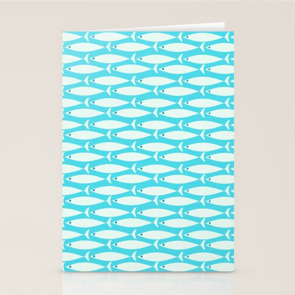 Coastal Fish Pattern in Aqua Stationery Card Gallery Image 2
