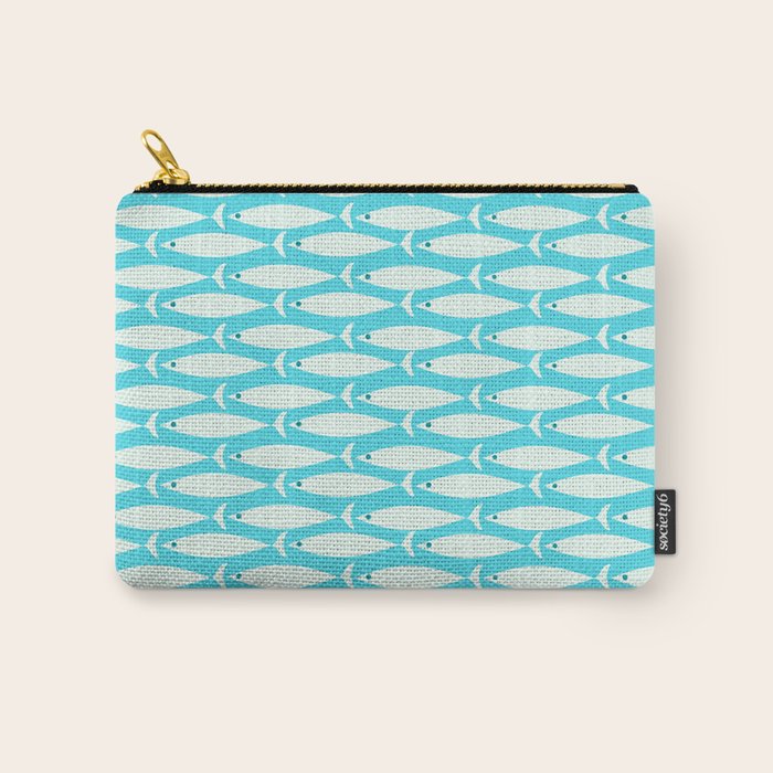 Coastal Fish Pattern in Aqua Carry All Pouch Gallery Image 1