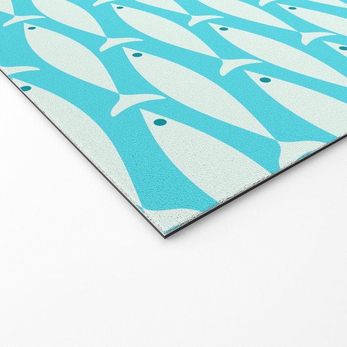 Coastal Fish Pattern in Aqua Welcome Mat Gallery Image 2