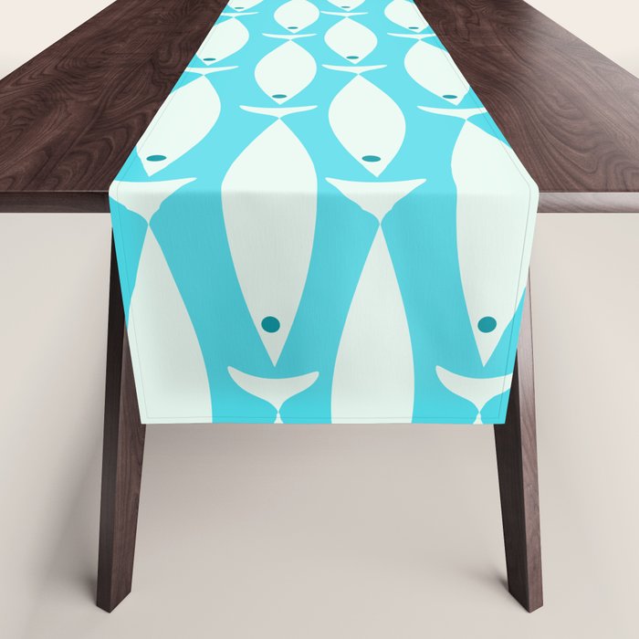 Coastal Fish Pattern in Aqua Table Runner Gallery Image 1