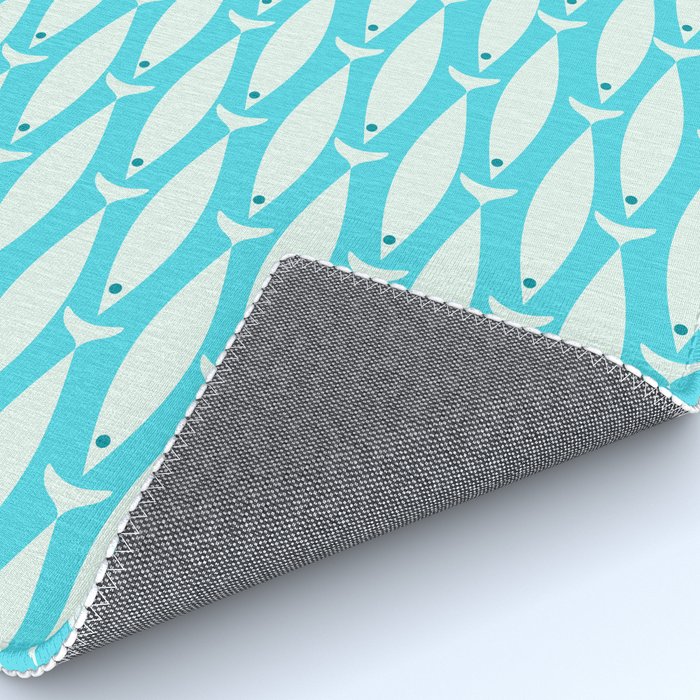 Coastal Fish Pattern in Aqua Rug Gallery Image 4