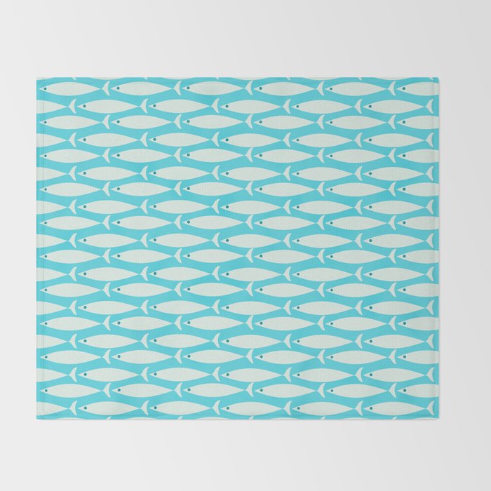 Coastal Fish Pattern in Aqua Throw Blanket Gallery Image 2