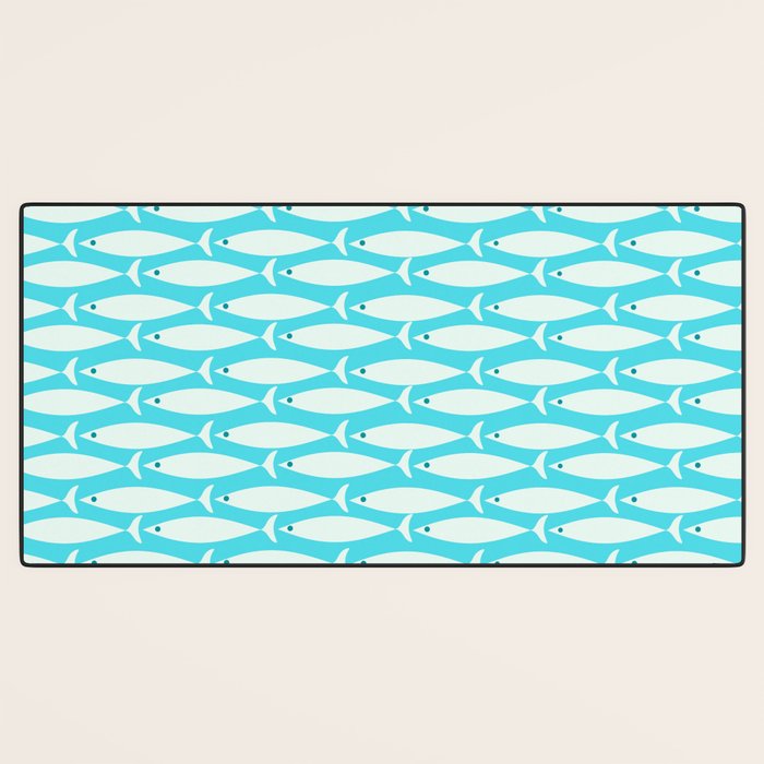 Coastal Fish Pattern in Aqua Desk Mat Gallery Image 3