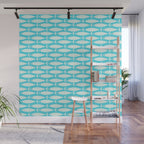 Coastal Fish Pattern in Aqua Wall Mural Gallery Image 1
