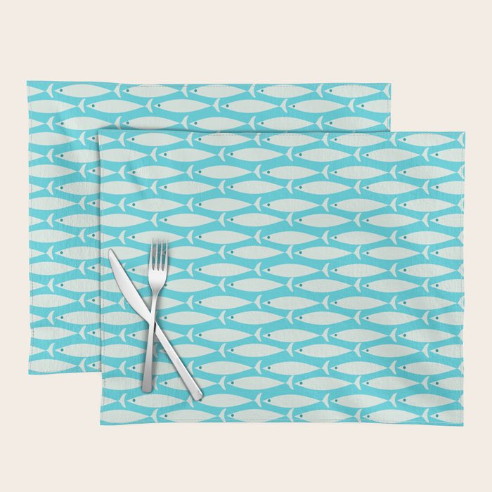 Coastal Fish Pattern in Aqua Placemat Gallery Image 1