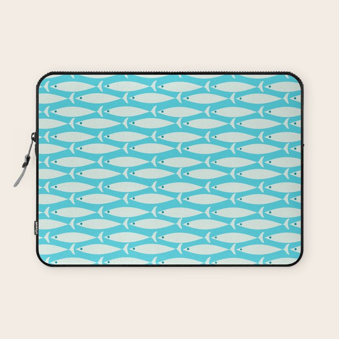 Coastal Fish Pattern in Aqua Laptop Sleeve Gallery Image 1