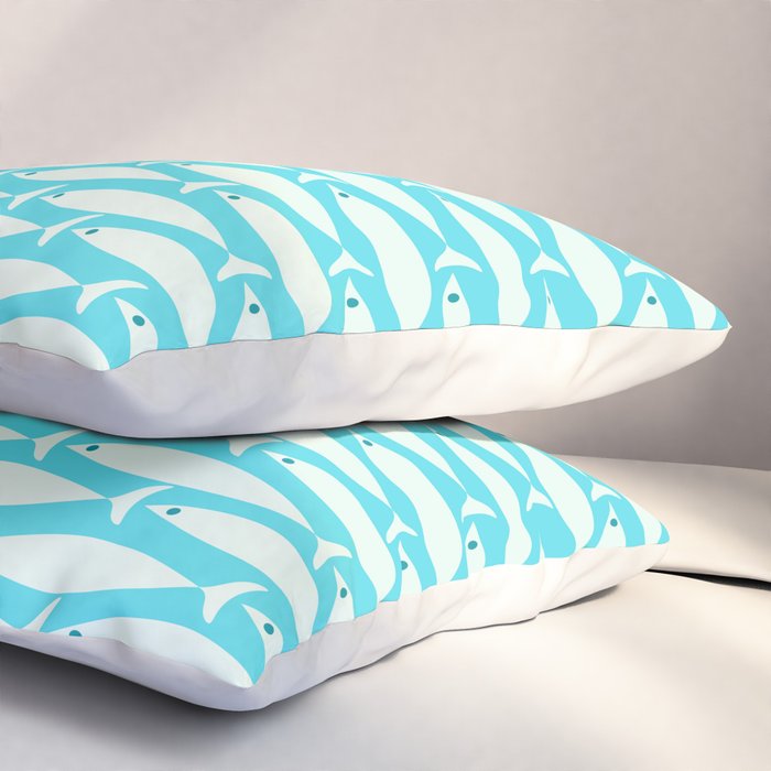 Coastal Fish Pattern in Aqua Pillow Sham Gallery Image 3