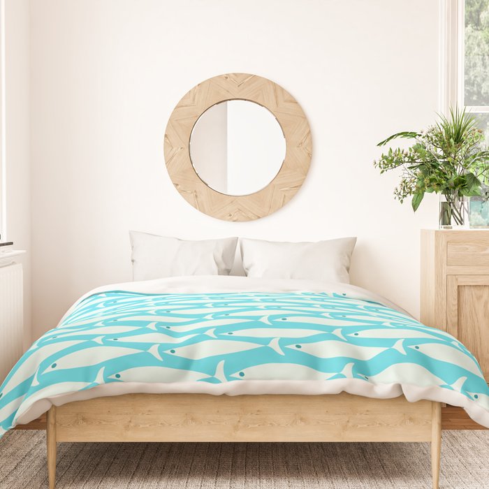 Coastal Fish Pattern in Aqua Duvet Cover Gallery Image 3