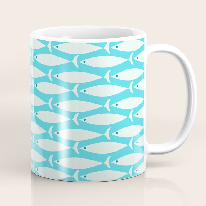 Coastal Fish Pattern in Aqua Coffee Mug Gallery Image 1
