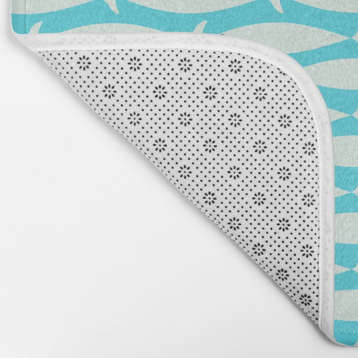 Coastal Fish Pattern in Aqua Bath Mat Gallery Image 2