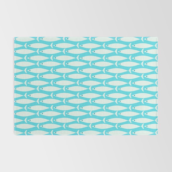 Coastal Fish Pattern in Aqua Rug Gallery Image 2