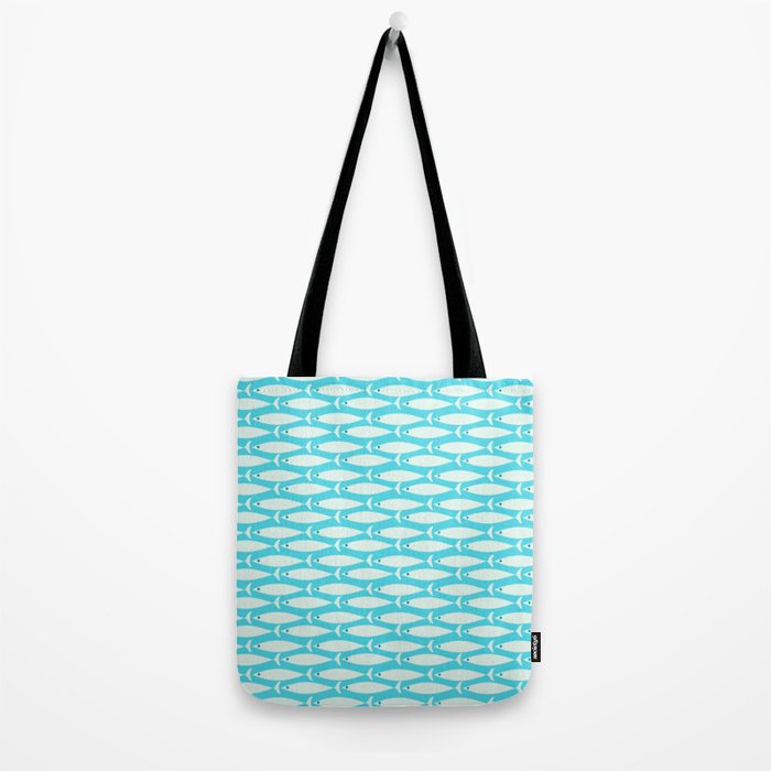Coastal Fish Pattern in Aqua Tote Bag Gallery Image 2