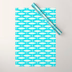 Coastal Fish Pattern in Aqua Wrapping Paper Gallery Image 1