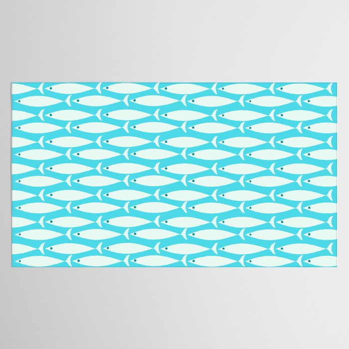 Coastal Fish Pattern in Aqua Tablecloth Gallery Image 2