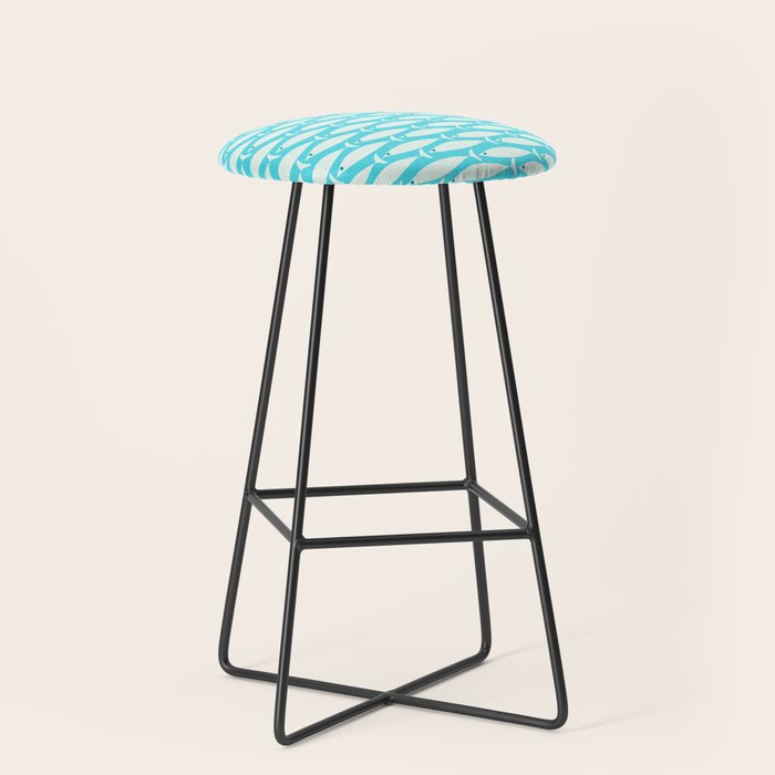 Coastal Fish Pattern in Aqua Stool Gallery Image 1