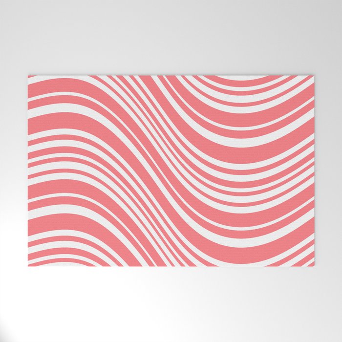 Wavy Stripes XXXII - Coral Pink Welcome Mat Gallery Image 1