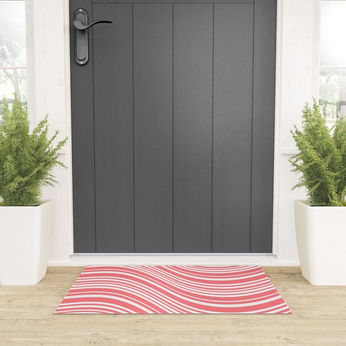 Wavy Stripes XXXII - Coral Pink Welcome Mat Gallery Image 3