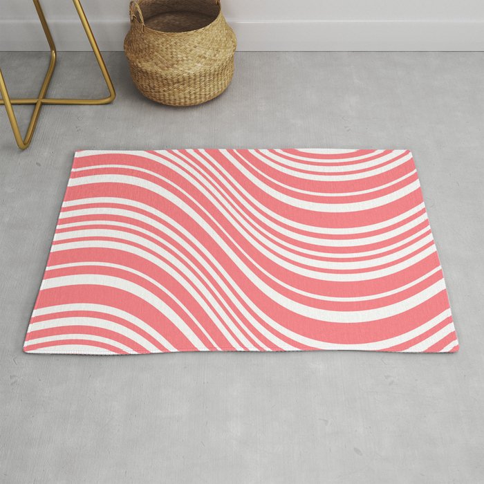 Wavy Stripes XXXII - Coral Pink Rug Gallery Image 1