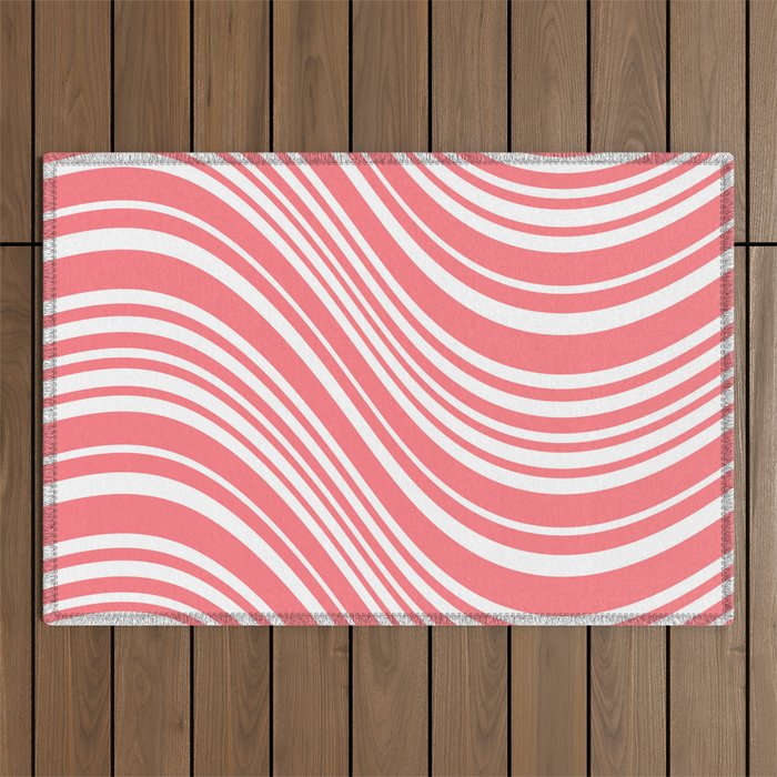 Wavy Stripes XXXII - Coral Pink Outdoor Rug Gallery Image 1