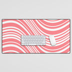 Wavy Stripes XXXII - Coral Pink Desk Mat Gallery Image 1