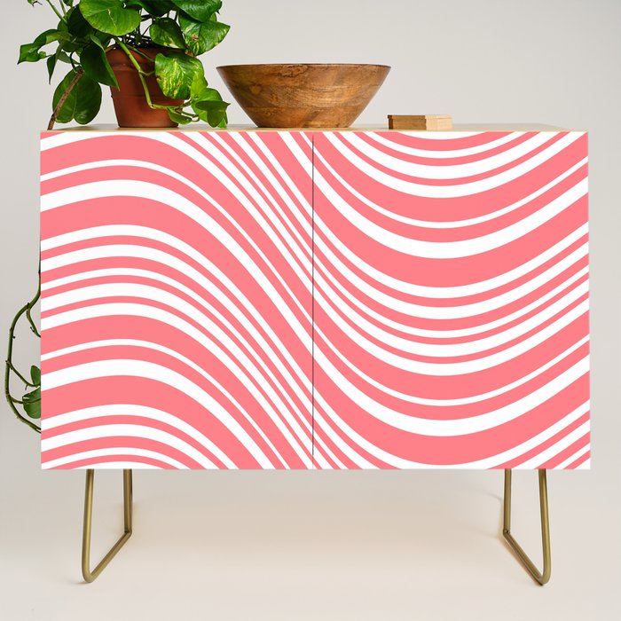 Wavy Stripes XXXII - Coral Pink Credenza Gallery Image 1