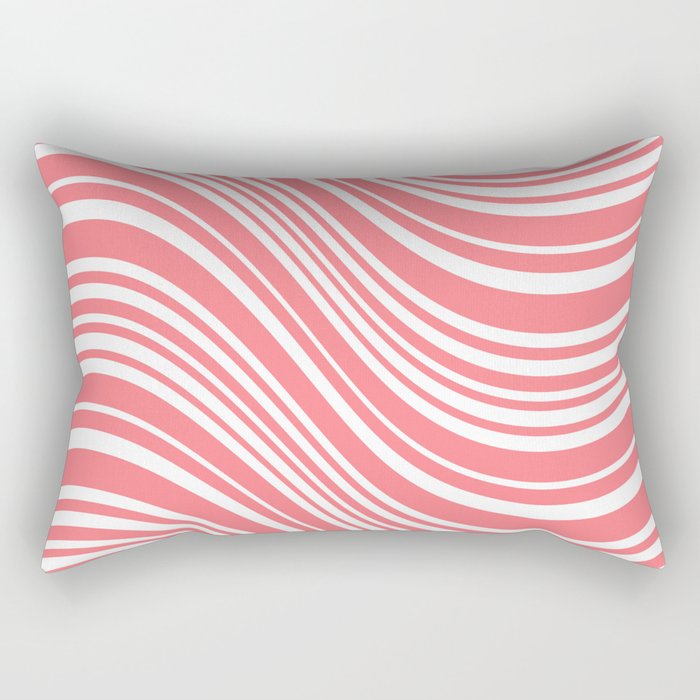 Wavy Stripes XXXII - Coral Pink Rectangular Pillow Gallery Image 2