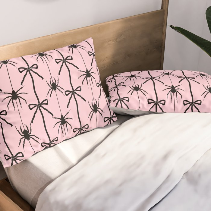 Spider and Bows on Pink Pillow Sham Gallery Image 2