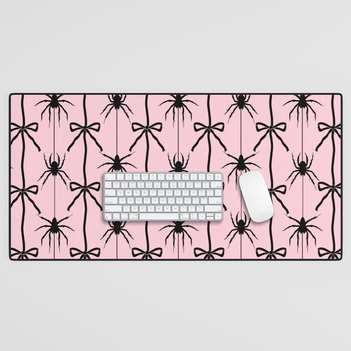 Spider and Bows on Pink Desk Mat Gallery Image 1