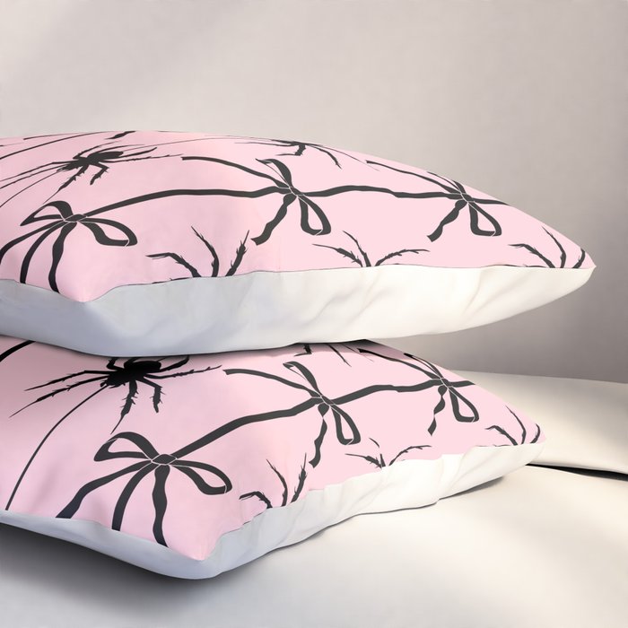 Spider and Bows on Pink Pillow Sham Gallery Image 3