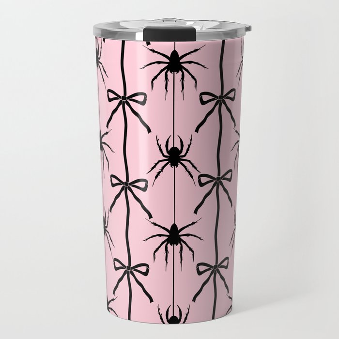 Spider and Bows on Pink Travel Mug Gallery Image 1