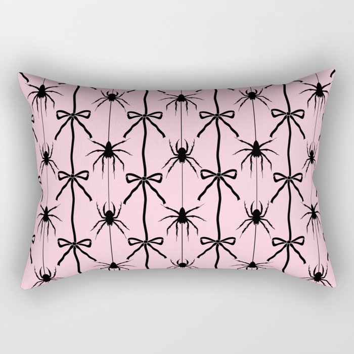 Spider and Bows on Pink Rectangular Pillow Gallery Image 2