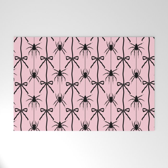 Spider and Bows on Pink Welcome Mat Gallery Image 1