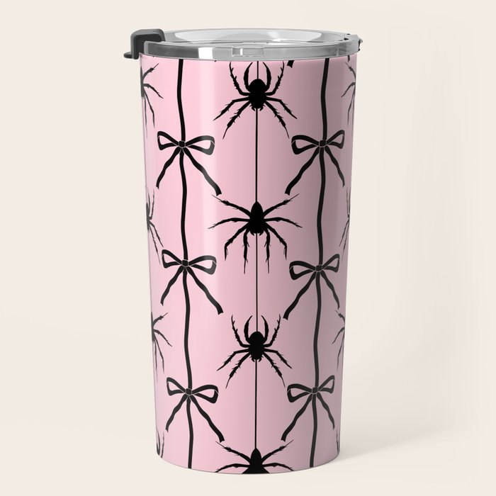 Spider and Bows on Pink Travel Mug Gallery Image 3