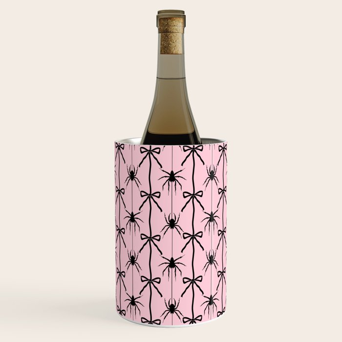 Spider and Bows on Pink Wine Chiller Gallery Image 1