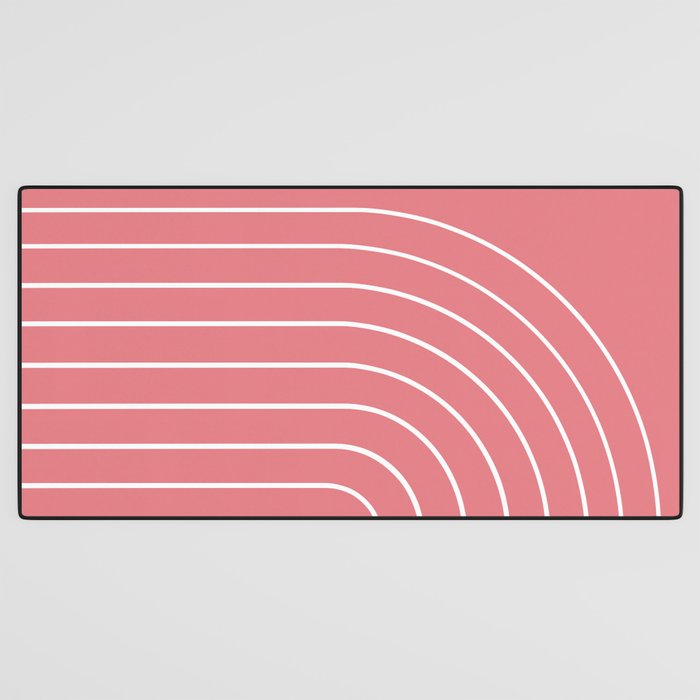 Minimal Arch XXIX Coral Pink Modern Geometric Lines Desk Mat Gallery Image 3