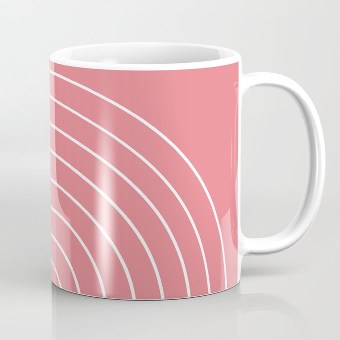 Minimal Arch XXIX Coral Pink Modern Geometric Lines Coffee Mug Gallery Image 1