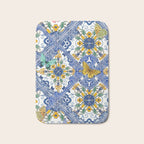 Blue ceramic maiolica tiles, yellow flowers and butterflies Bath Mat Gallery Image 1