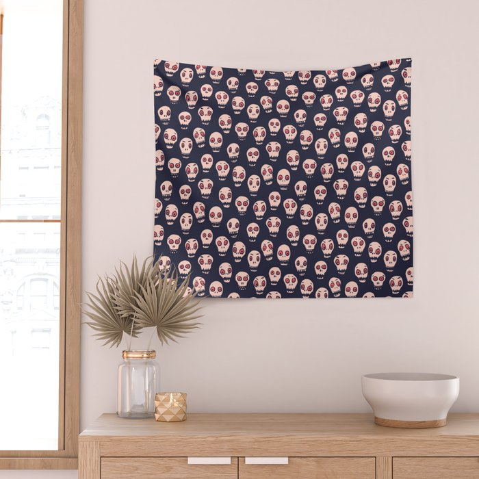 Skulls funny spooky pattern, halloween Wall Tapestry Gallery Image 2