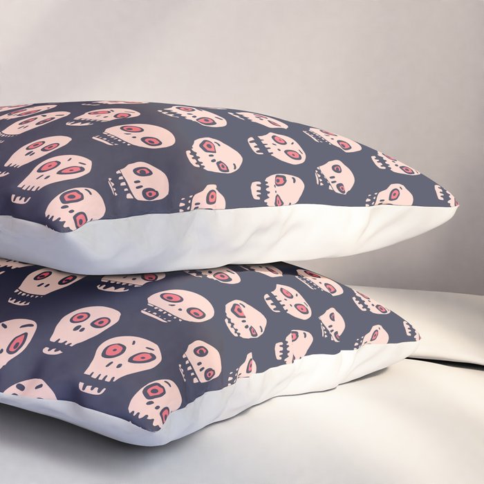 Skulls funny spooky pattern, halloween Pillow Sham Gallery Image 3