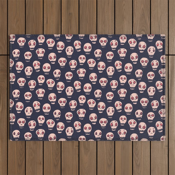 Skulls funny spooky pattern, halloween Outdoor Rug Gallery Image 1