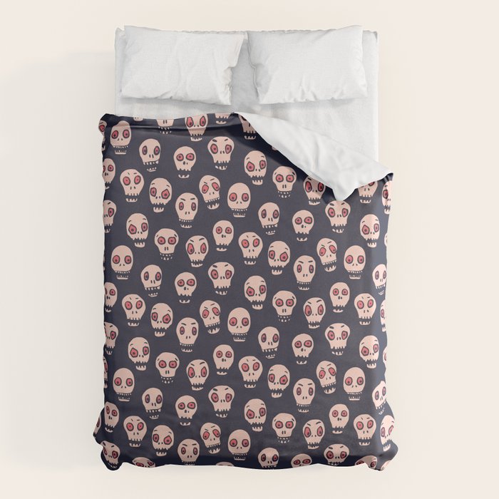 Skulls funny spooky pattern, halloween Duvet Cover Gallery Image 6
