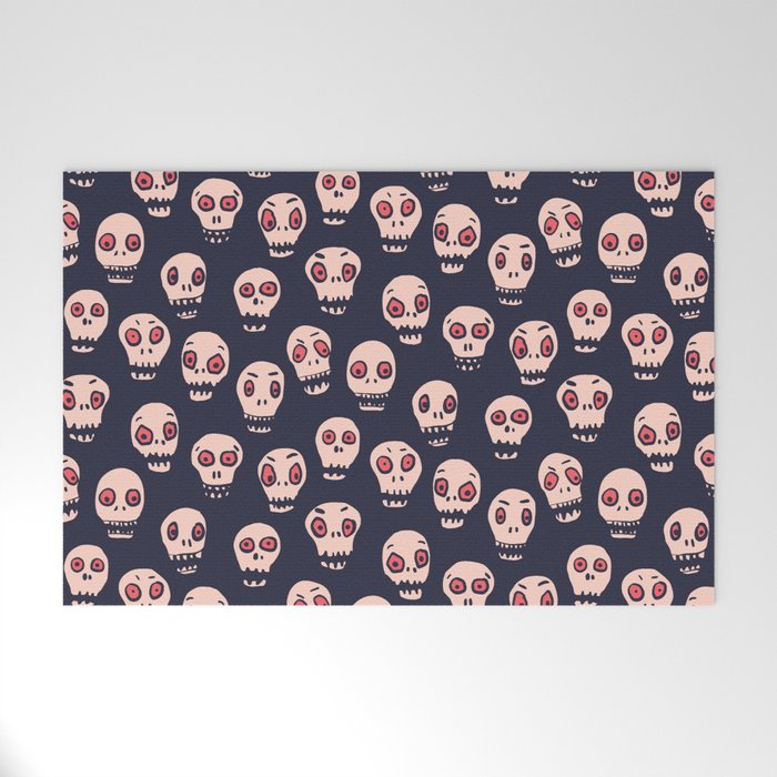Skulls funny spooky pattern, halloween Welcome Mat Gallery Image 1