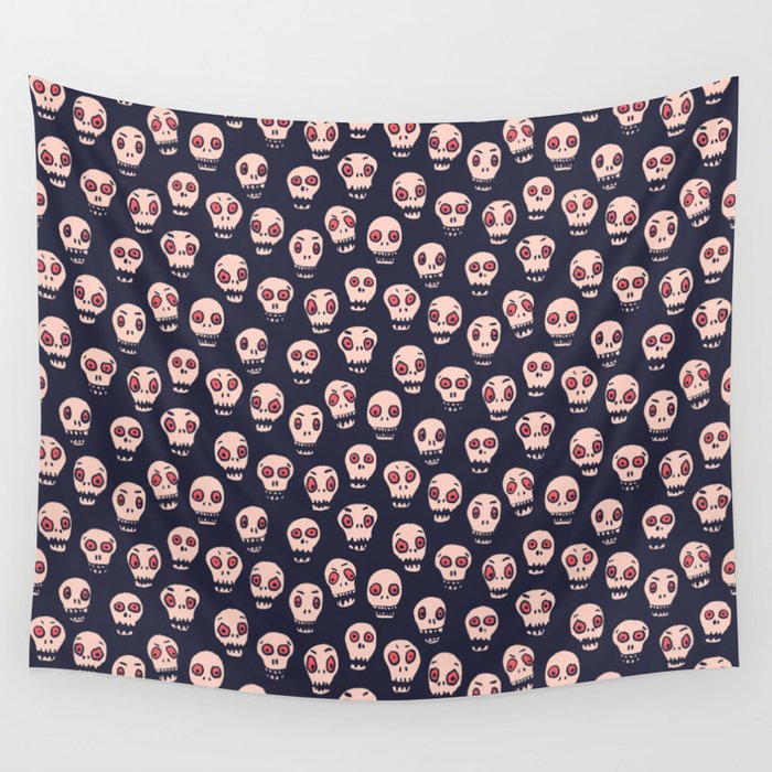 Skulls funny spooky pattern, halloween Wall Tapestry Gallery Image 1