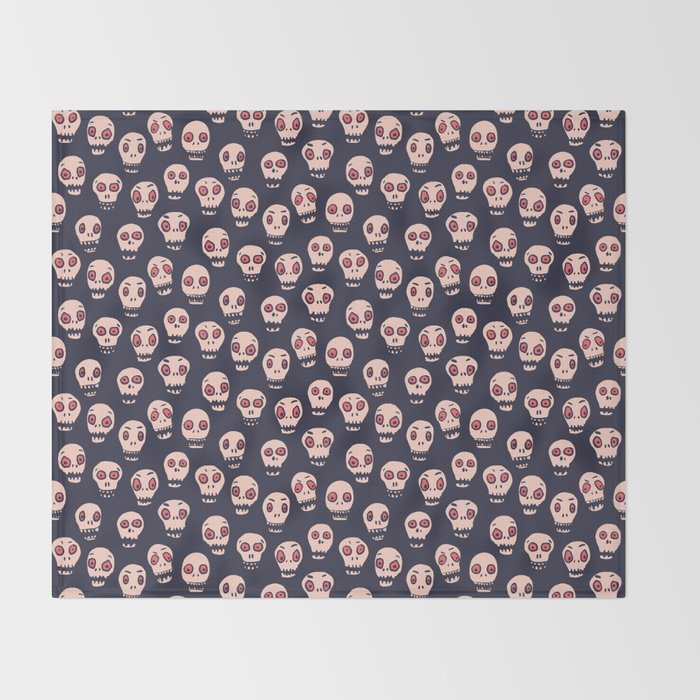 Skulls funny spooky pattern, halloween Throw Blanket Gallery Image 2