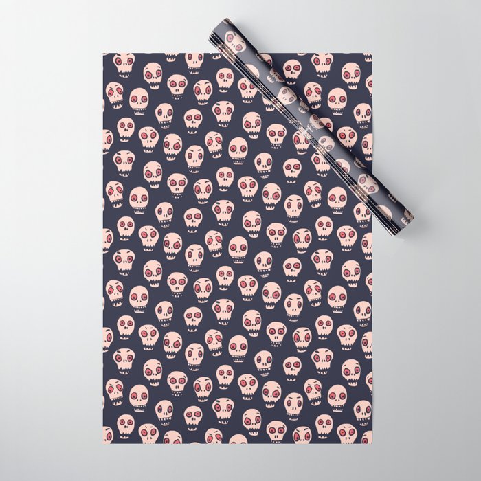 Skulls funny spooky pattern, halloween Wrapping Paper Gallery Image 1