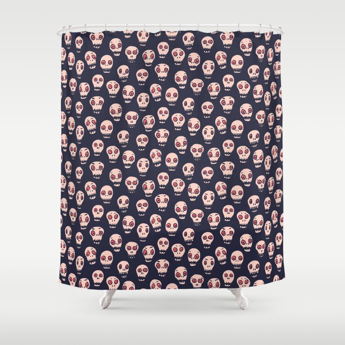 Skulls funny spooky pattern, halloween Shower Curtain Gallery Image 1