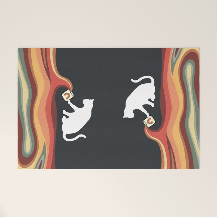 Rainbow cat 1b black magic coffee milk drop Welcome Mat Gallery Image 1