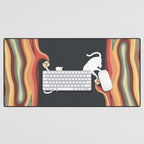 Rainbow cat 1b black magic coffee milk drop Desk Mat Gallery Image 1